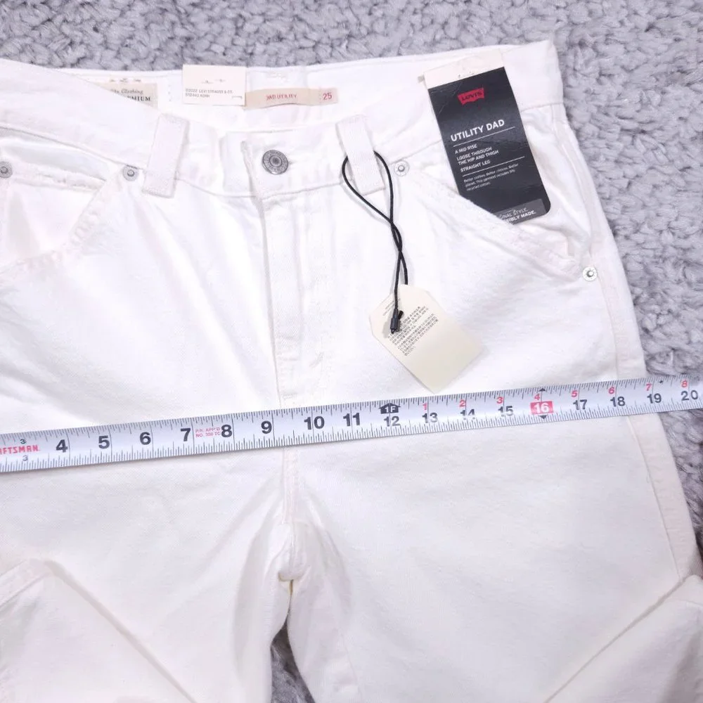 Levi’s Premium Dad Utility Jeans Baggy Loose Relaxed Straight Leg White 25 x 30 - Picture 13 of 14